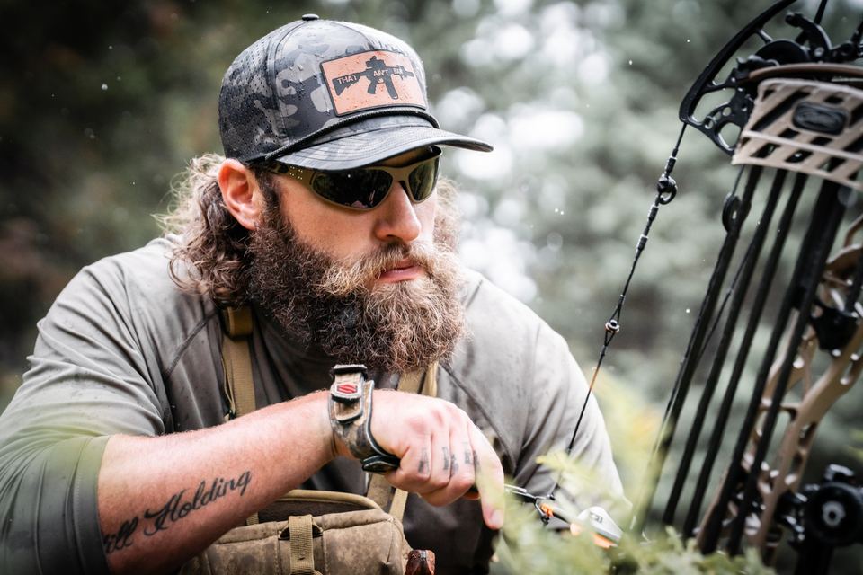 Rob — bowhunt prep, TAB camo hat